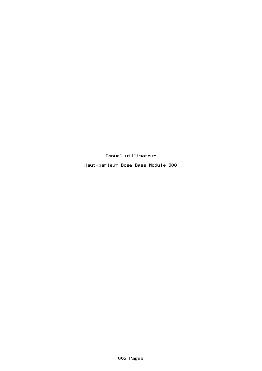 Page 1 de la notice Manuel utilisateur Bose Bass Module 500