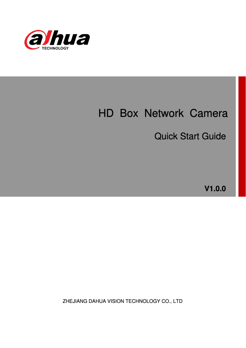 Page 1 de la notice Manuel utilisateur Dahua Technology Ultra IPC-HF7442F-FR