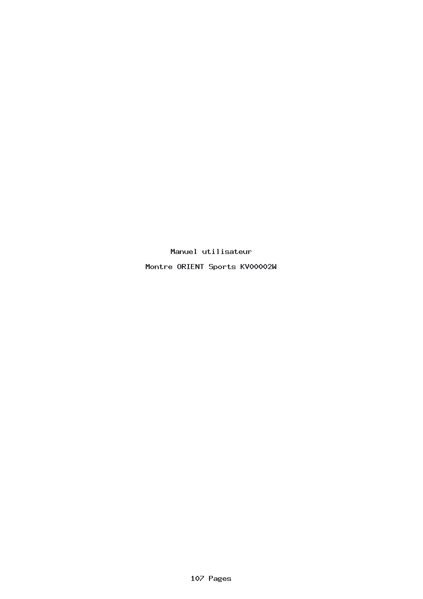 Page 1 de la notice Manuel utilisateur ORIENT Sports KV00002W