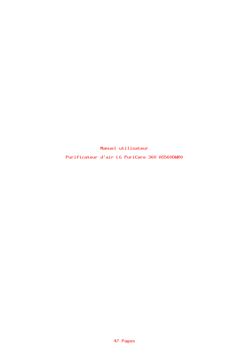 Page 1 de la notice Manuel utilisateur LG PuriCare 360 AS560DWR0