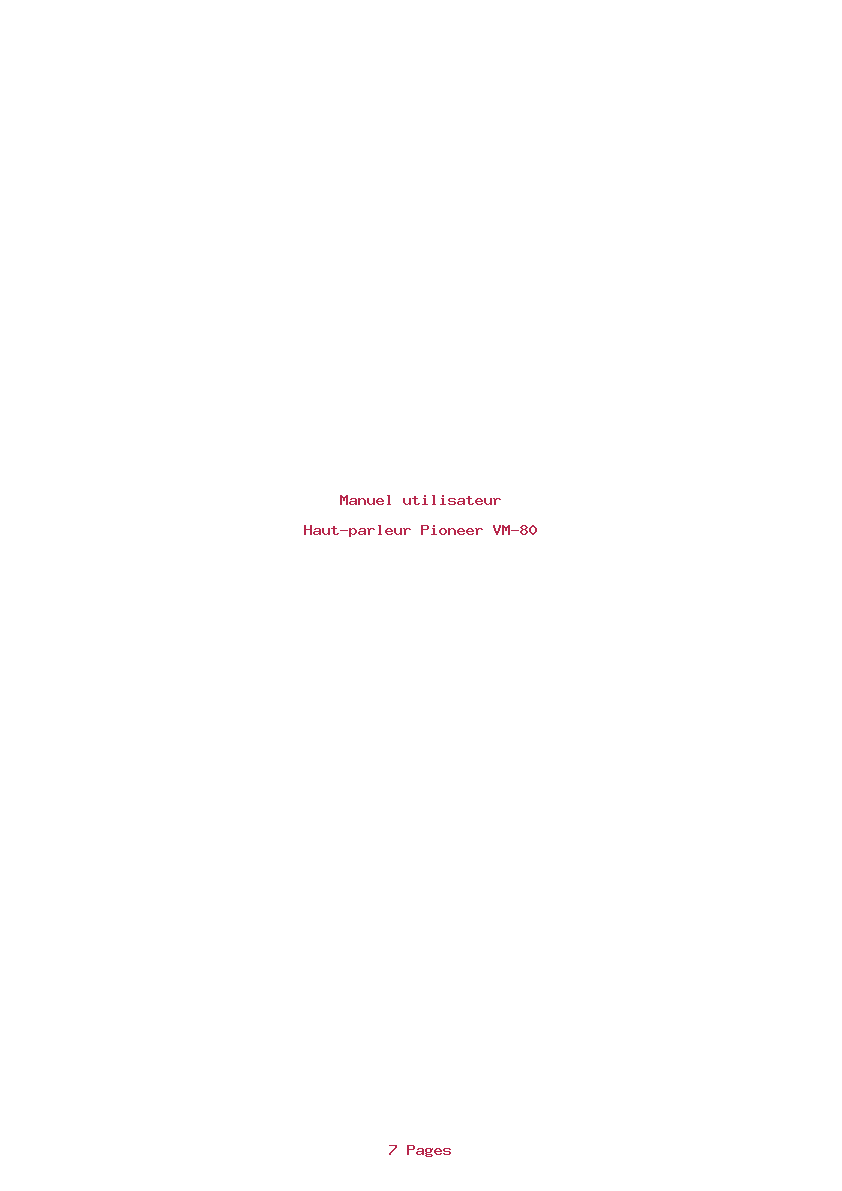 Page 1 de la notice Manuel utilisateur Pioneer VM-80