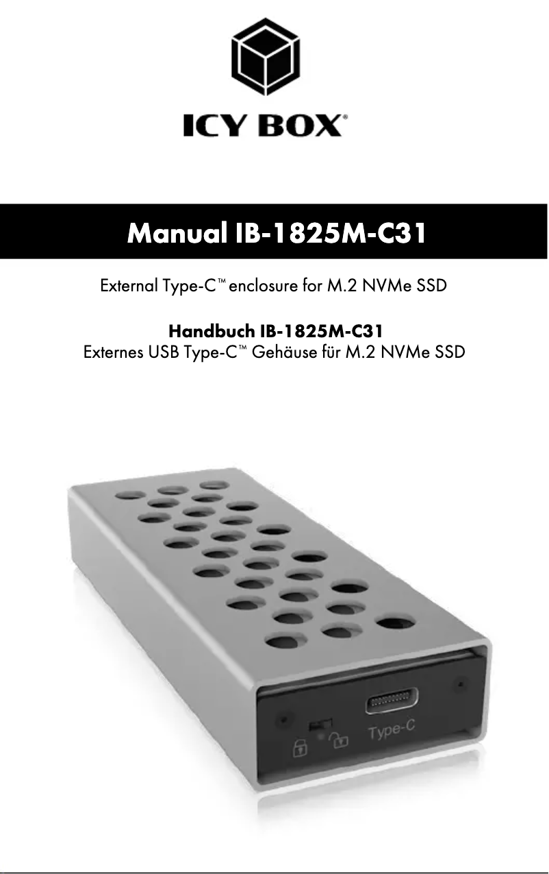 Page 1 de la notice Manuel utilisateur Icy Box IB-1825M-C31