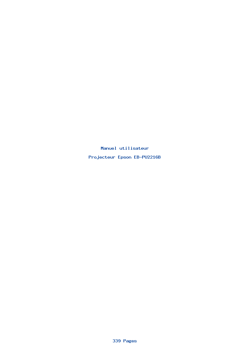 Page 1 de la notice Manuel utilisateur Epson EB-PU2216B