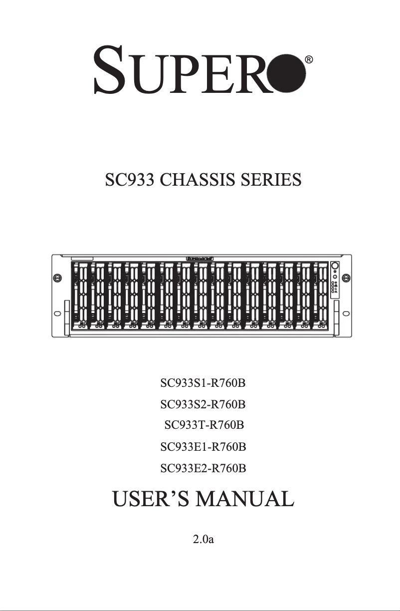 Page 1 de la notice Manuel utilisateur Supermicro SuperChassis SC932T-R760