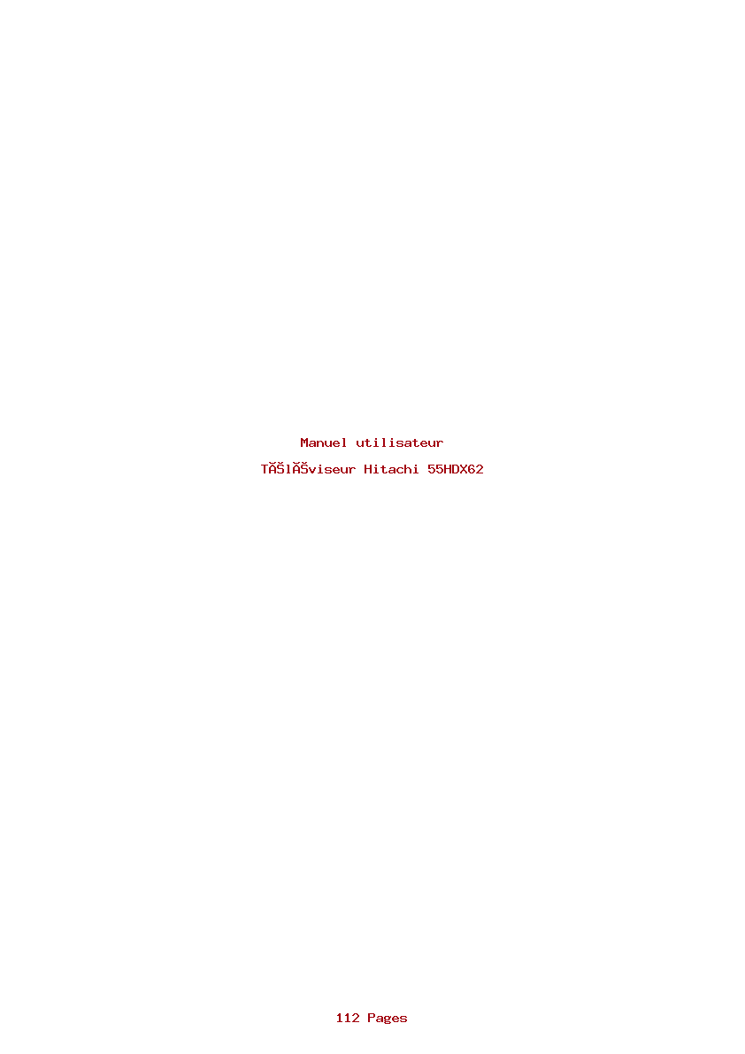 Page 1 de la notice Manuel utilisateur Hitachi 55HDX62