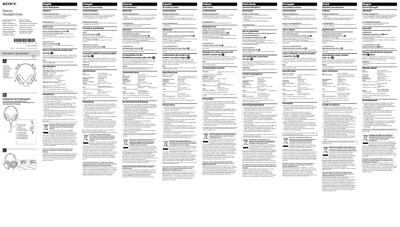 Page 1 of the manual User Manual Sony MDR-MA102TV
