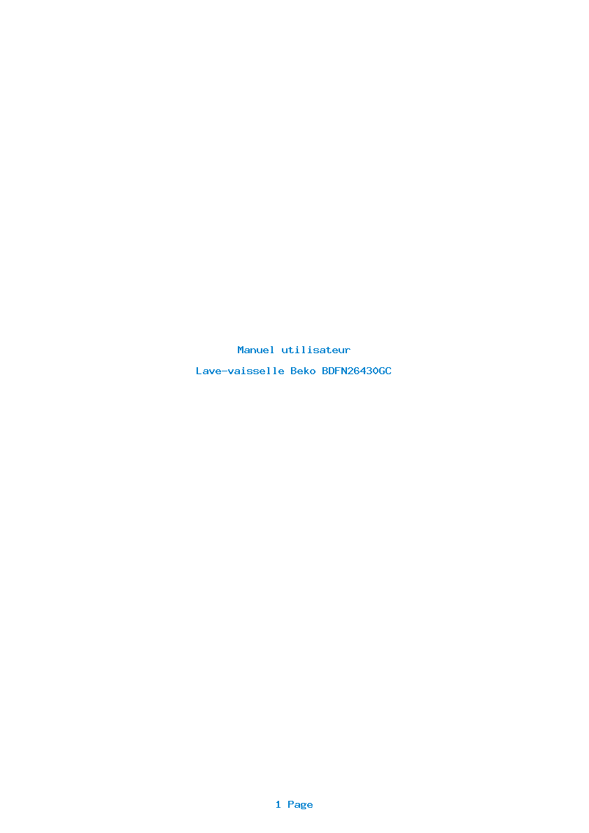 Page 1 de la notice Manuel utilisateur Beko BDFN26430GC