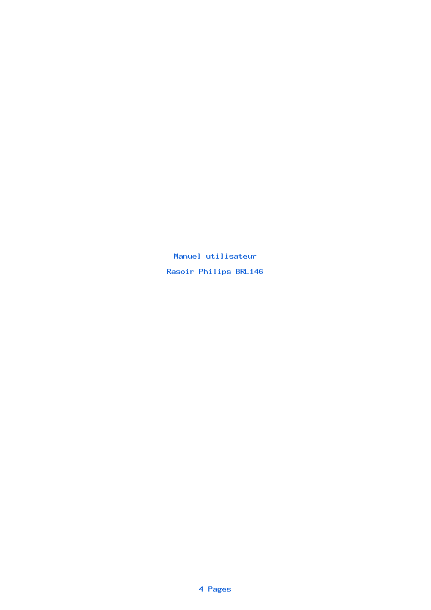 Page 1 de la notice Manuel utilisateur Philips BRL146