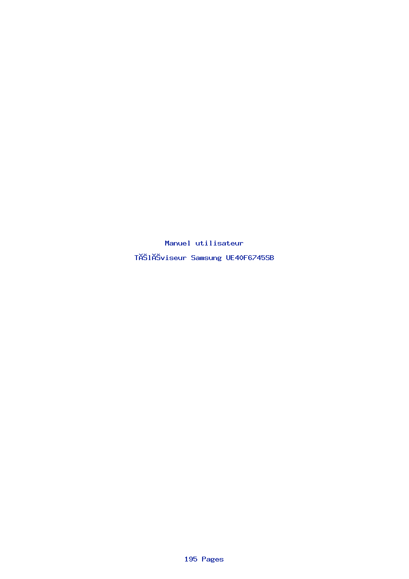 Page 1 de la notice Manuel utilisateur Samsung UE40F6745SB
