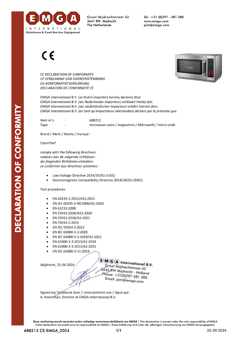 Page 1 de la notice Manuel utilisateur CaterChef 688213