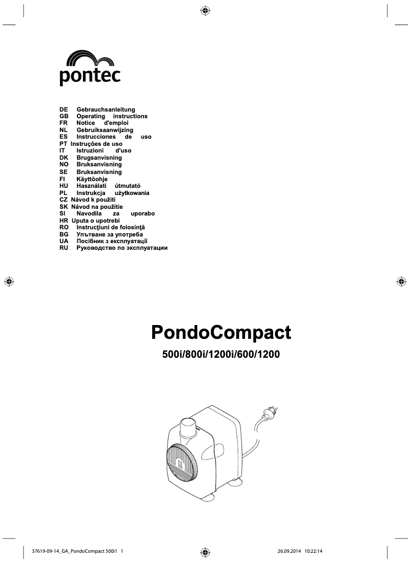 Page 1 de la notice Manuel utilisateur Pontec PondoCompact 500i
