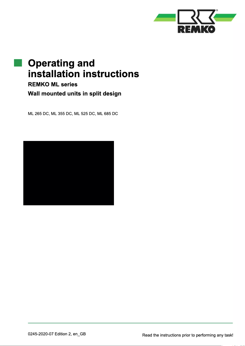 Page 1 of the manual User Manual Remko ML 265 DC