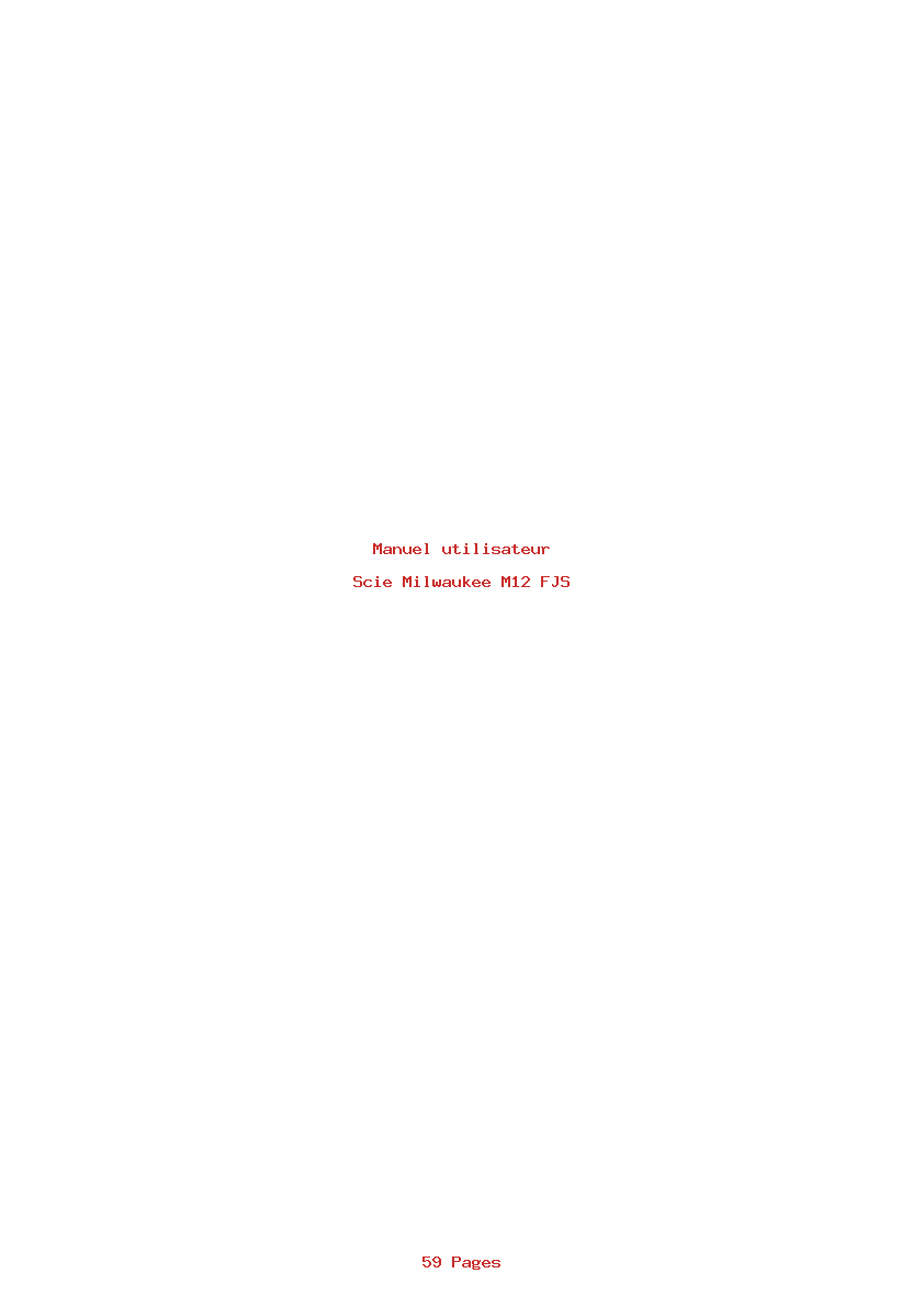 Page 1 de la notice Manuel utilisateur Milwaukee M12 FJS