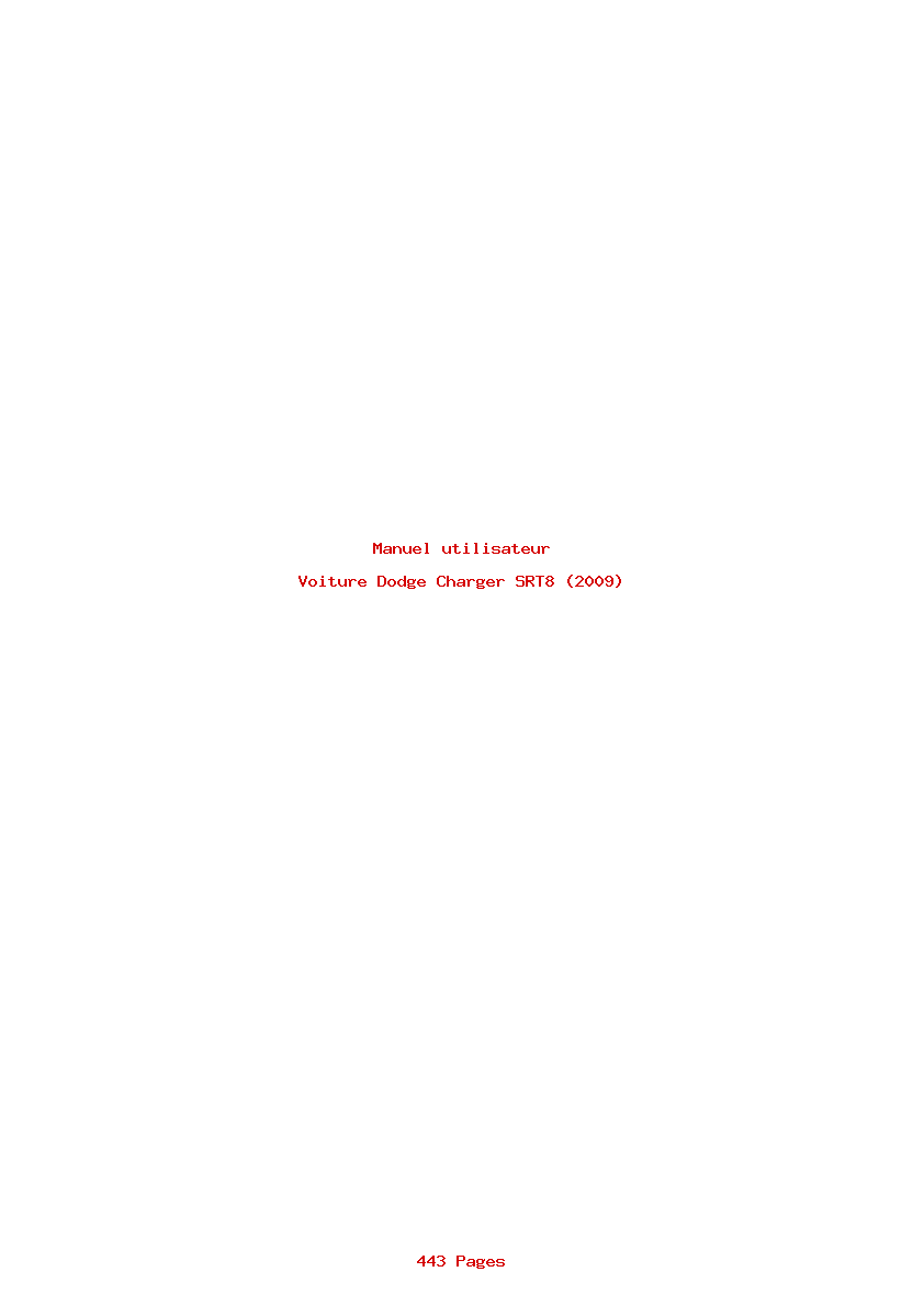 Page 1 de la notice Manuel utilisateur Dodge Charger SRT8 (2009)