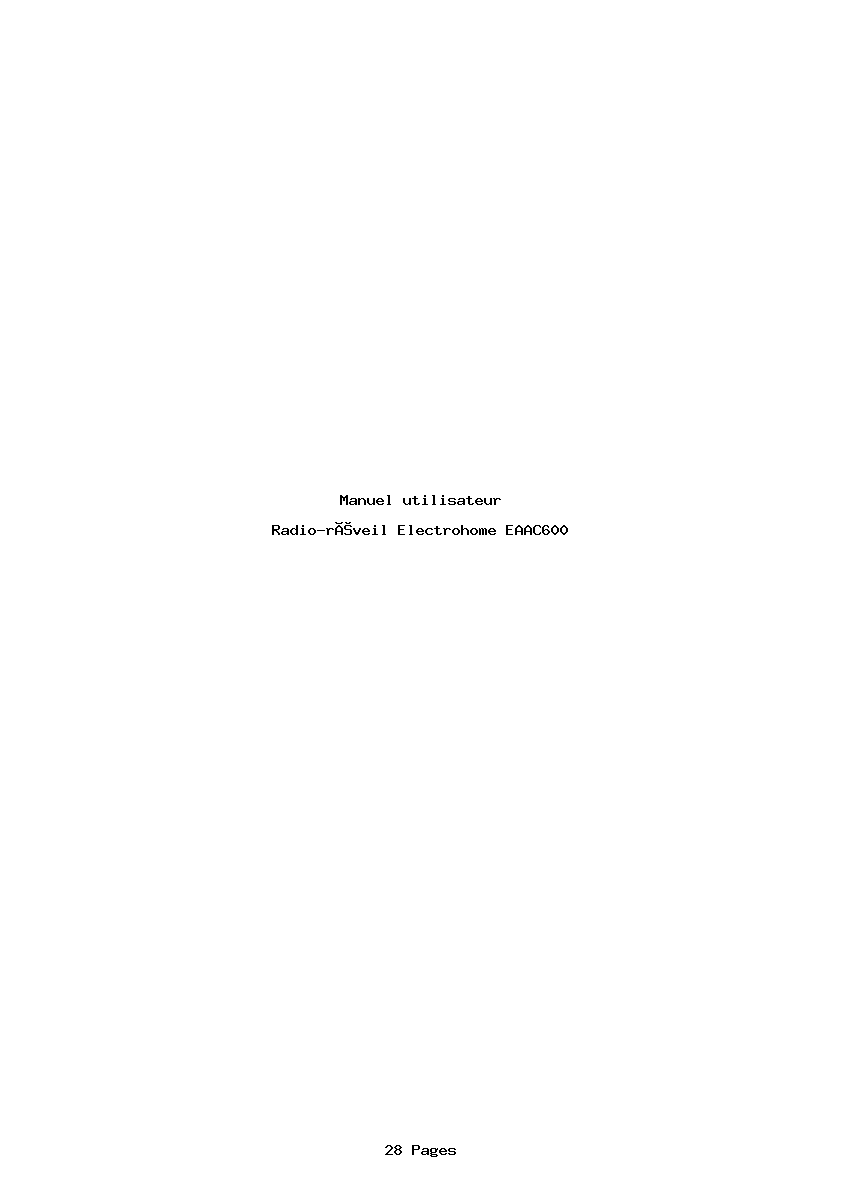 Page 1 de la notice Manuel utilisateur Electrohome EAAC600