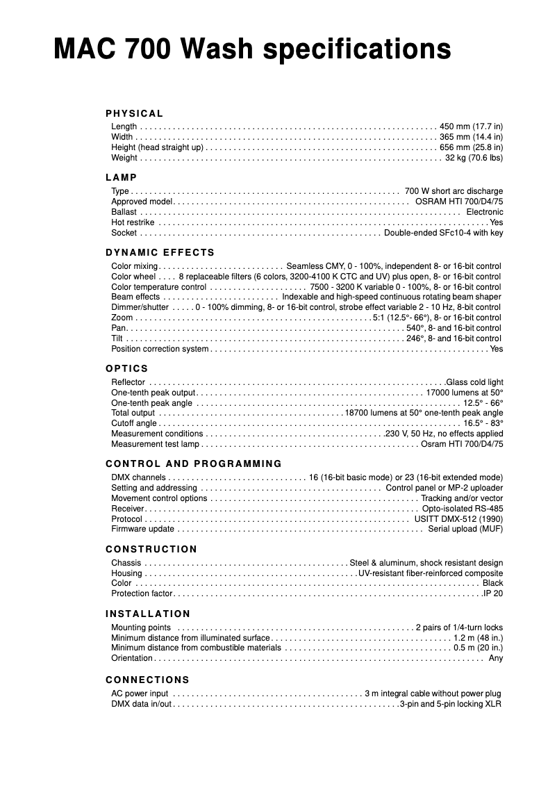 Page 1 de la notice Fiche technique Martin JEM AF-2