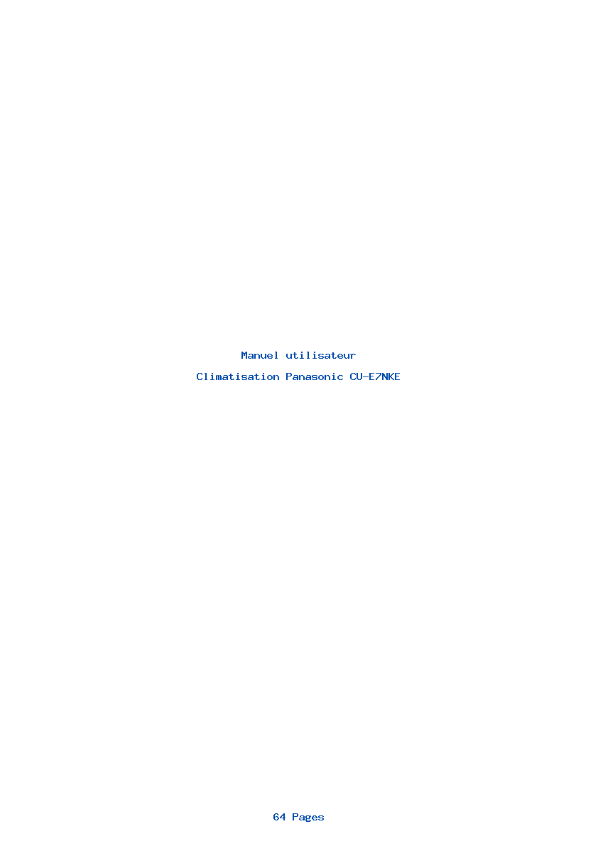 Page 1 de la notice Manuel utilisateur Panasonic CU-E7NKE