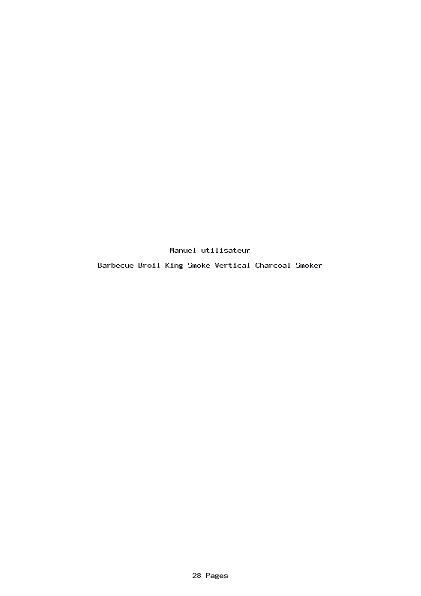 Page 1 de la notice Manuel utilisateur Broil King Smoke Vertical Charcoal Smoker
