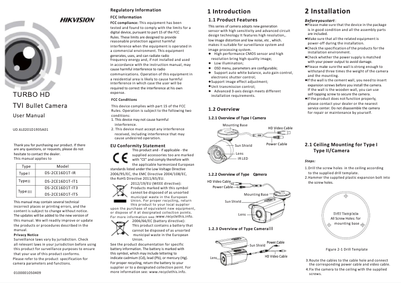 Página 1 del manual Manual de usuario Hikvision DS-2CE16D1T-IT5(8MM)