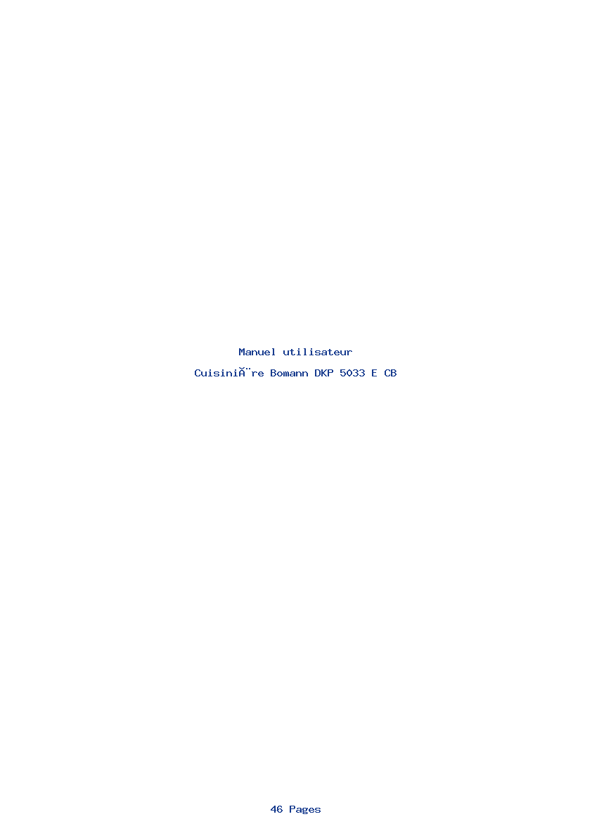 Page 1 de la notice Manuel utilisateur Bomann DKP 5033 E CB