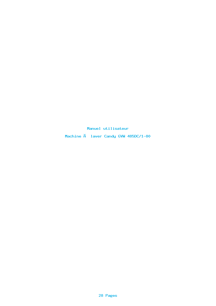 Page 1 de la notice Manuel utilisateur Candy GVW 485DC/1-80