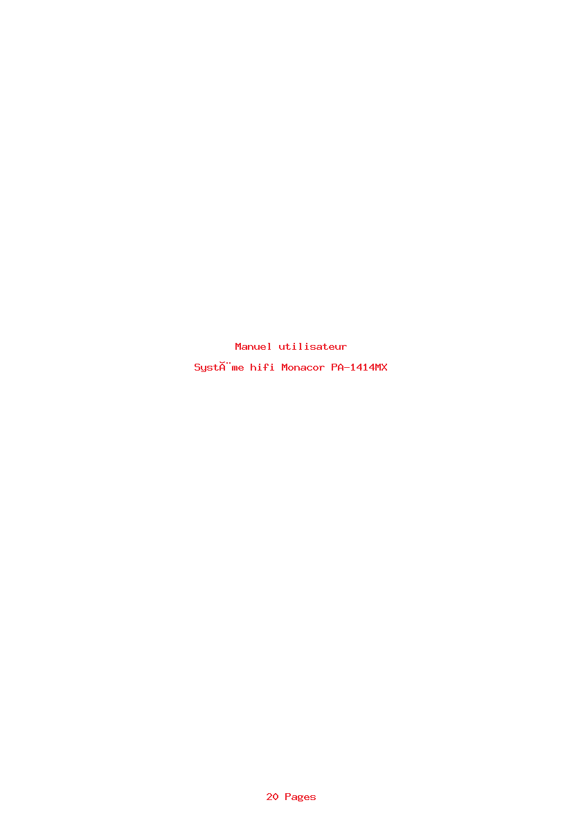 Page 1 de la notice Manuel utilisateur Monacor PA-1414MX