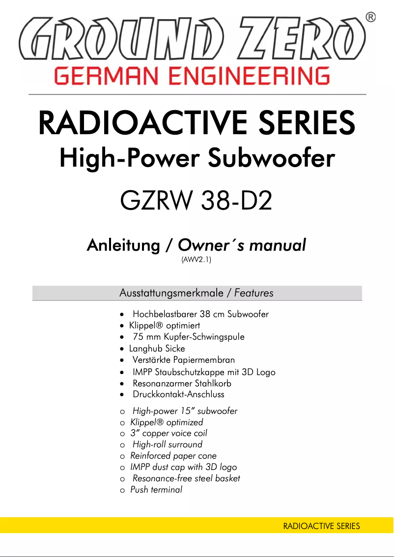 Página 1 del manual Manual de usuario Ground Zero GZRW 38-D2