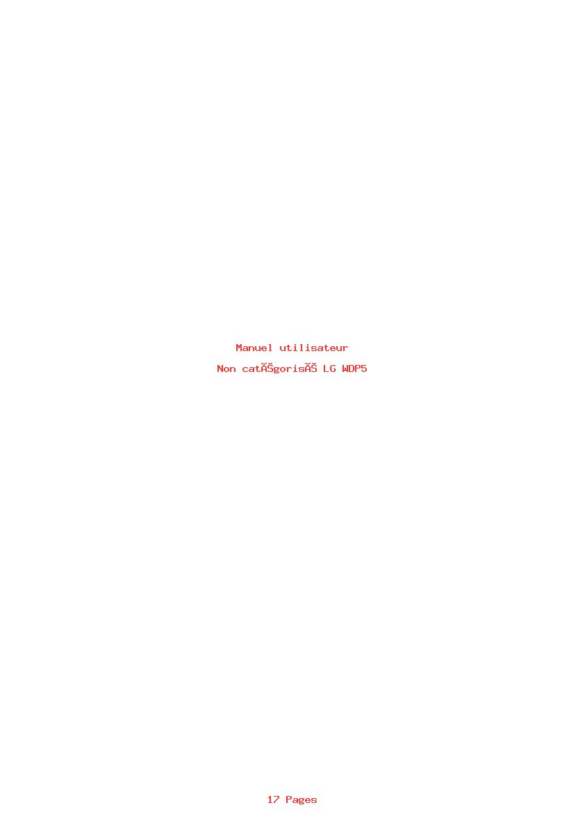 Page 1 de la notice Manuel utilisateur LG WDP5