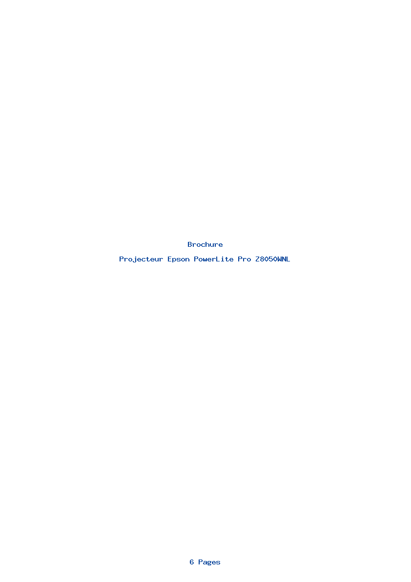 Page 1 de la notice Brochure Epson PowerLite Pro Z8050WNL
