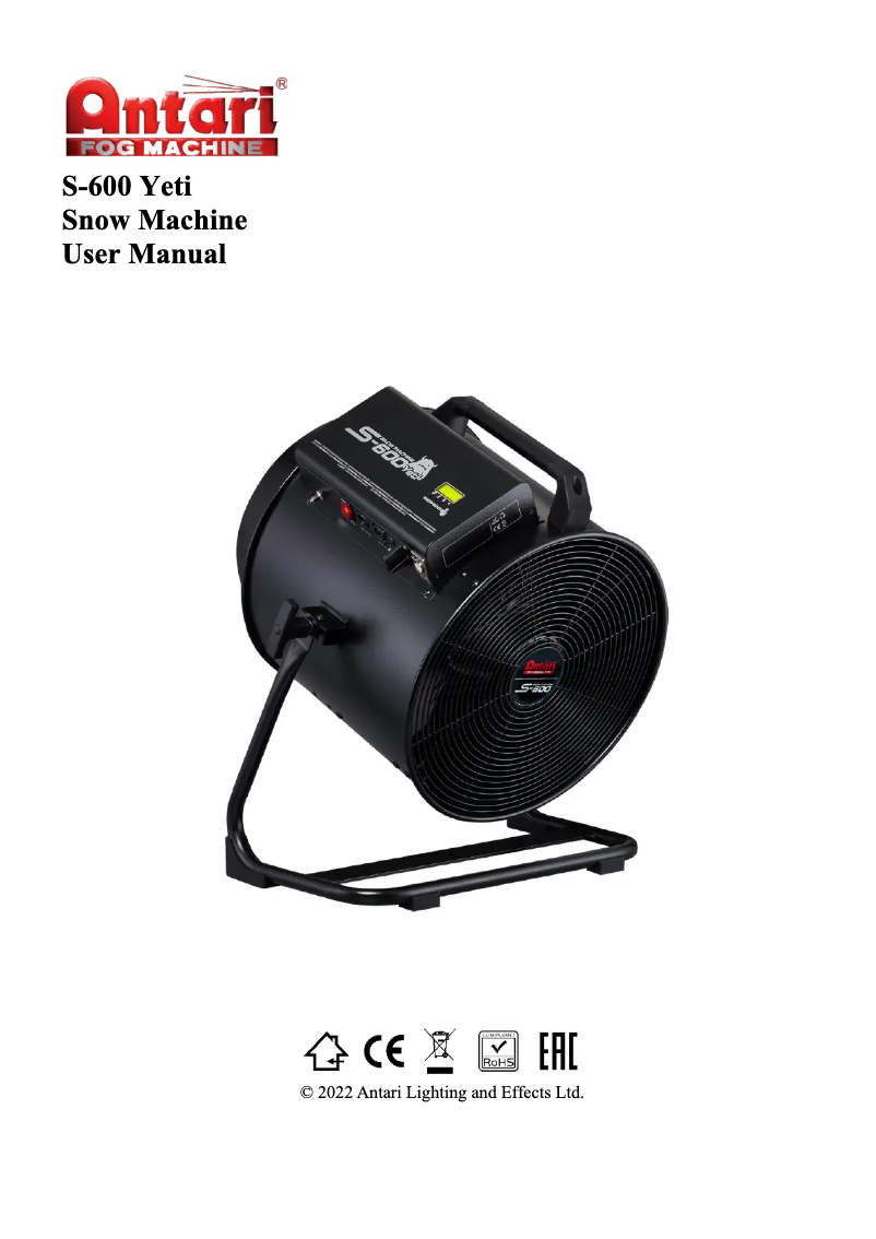 Page 1 de la notice Manuel utilisateur Antari S-600