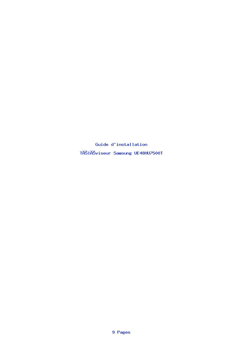 Page 1 de la notice Guide d'installation Samsung UE48HU7500T