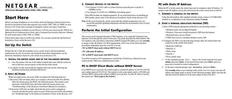 Page 1 de la notice Guide d'installation Netgear GSM7312