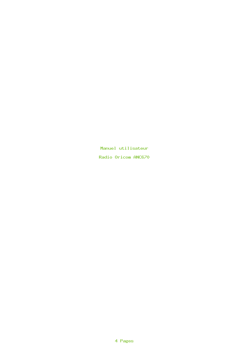 Page 1 de la notice Manuel utilisateur Oricom ANC670
