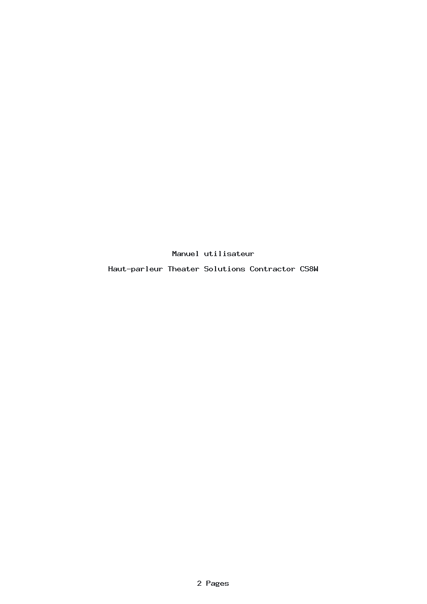 Page 1 de la notice Manuel utilisateur Theater Solutions Contractor CS8W