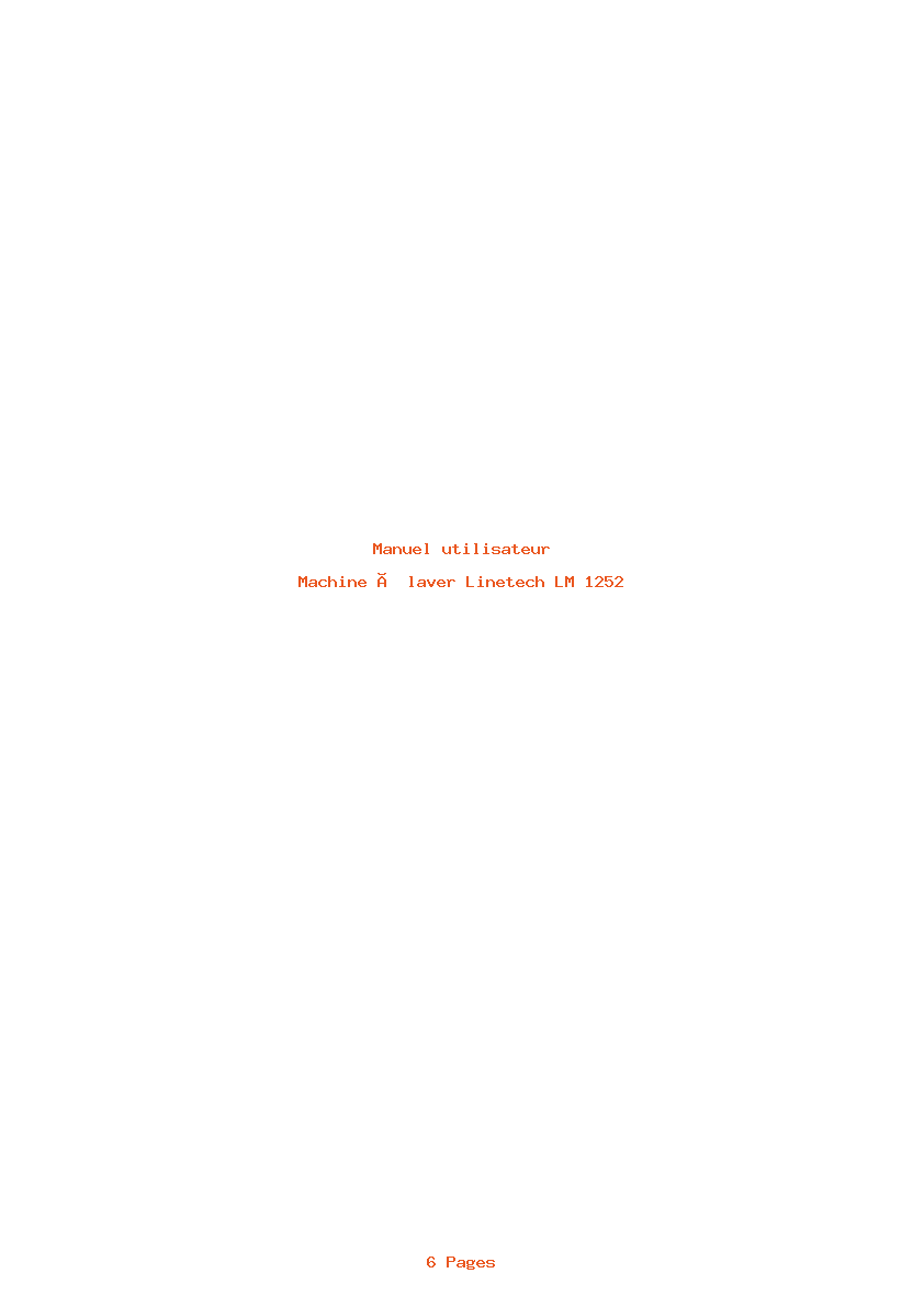 Page 1 de la notice Manuel utilisateur Linetech LM 1252