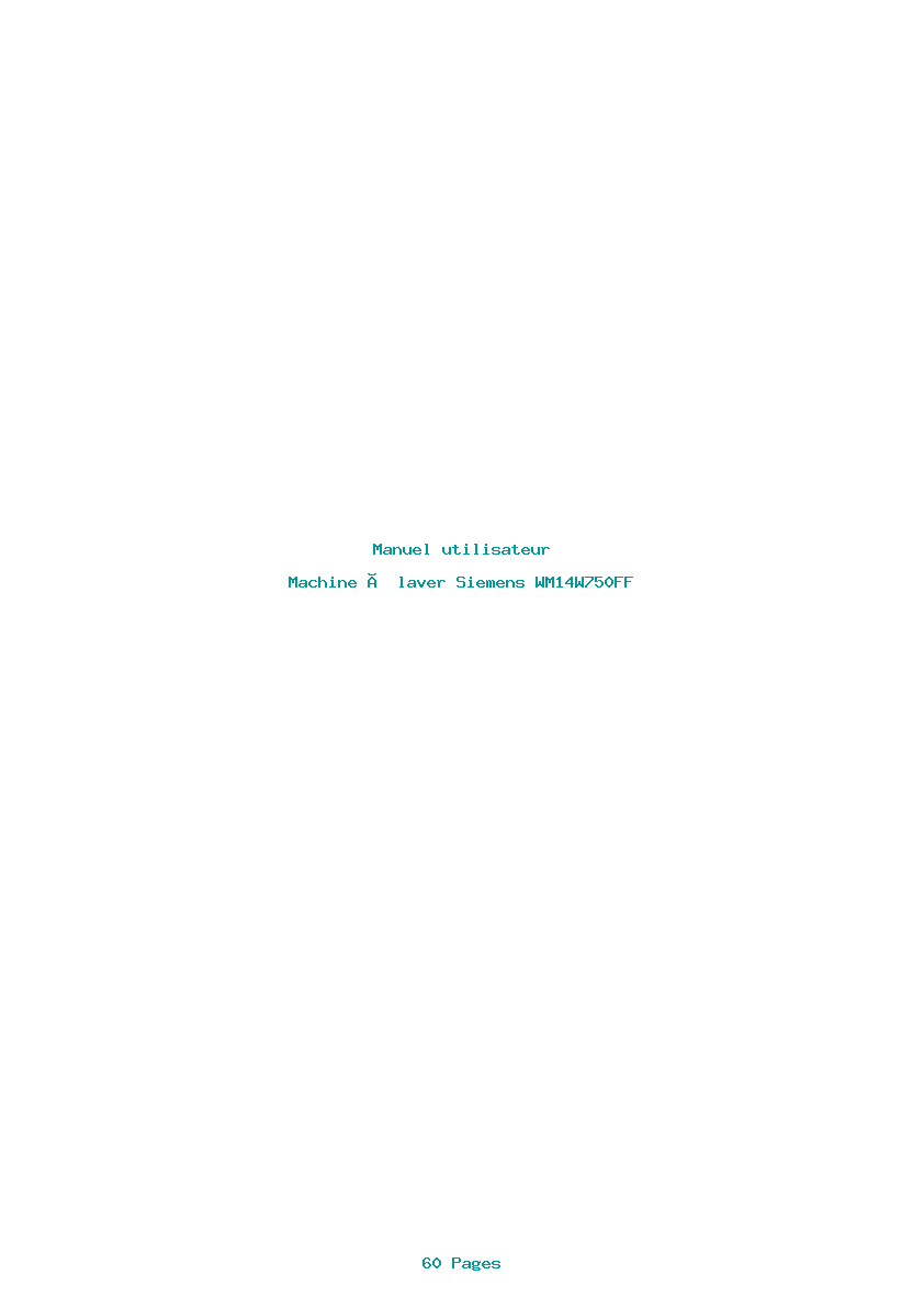 Page 1 de la notice Manuel utilisateur Siemens WM14W750FF