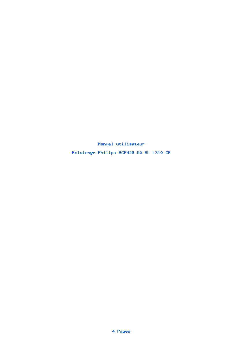 Page 1 de la notice Manuel utilisateur Philips BCP426 50 BL L310 CE