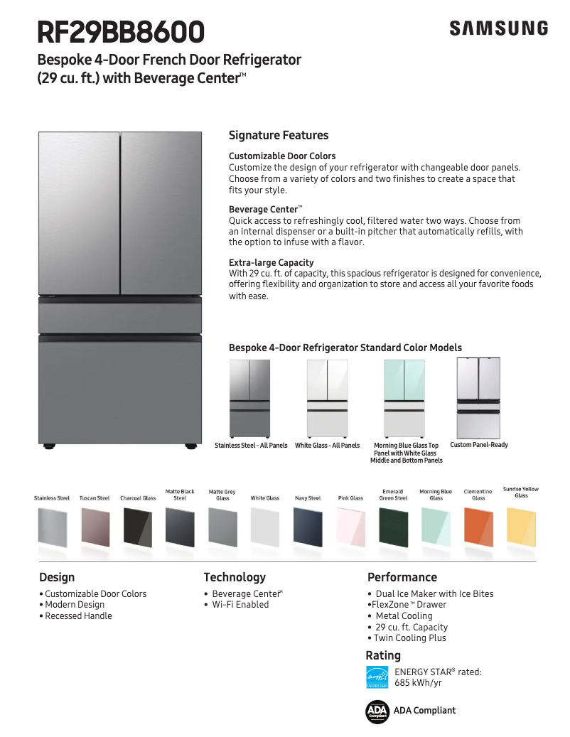 Página 1 del manual Ficha técnica Samsung RF29BB86004M