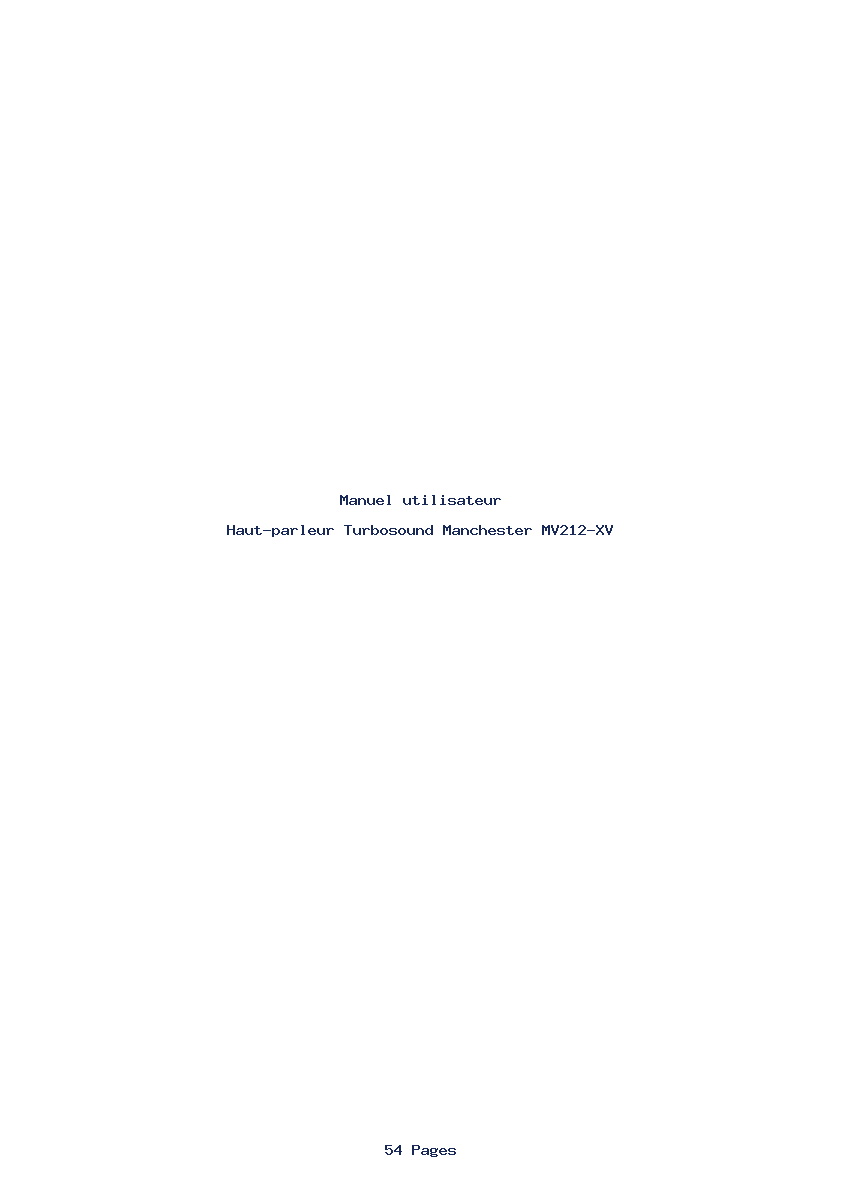 Page 1 de la notice Manuel utilisateur Turbosound Manchester MV212-XV