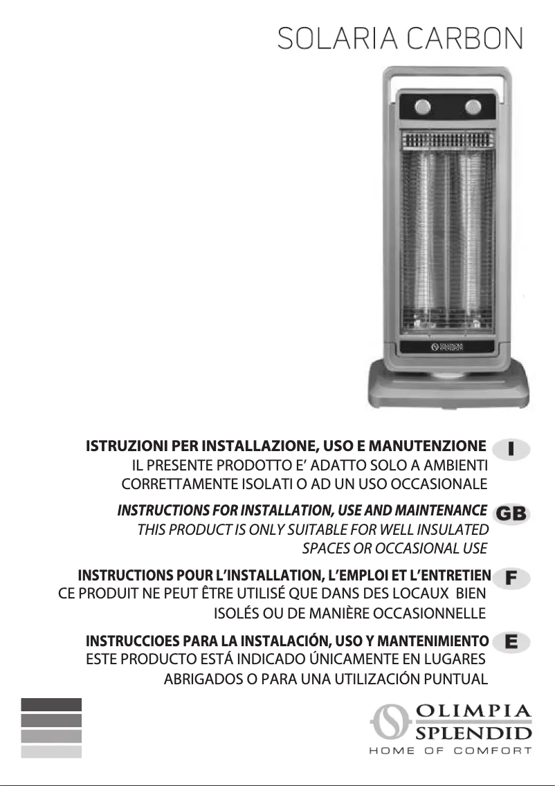 Page 1 de la notice Manuel utilisateur Olimpia Splendid Solaria Carbon