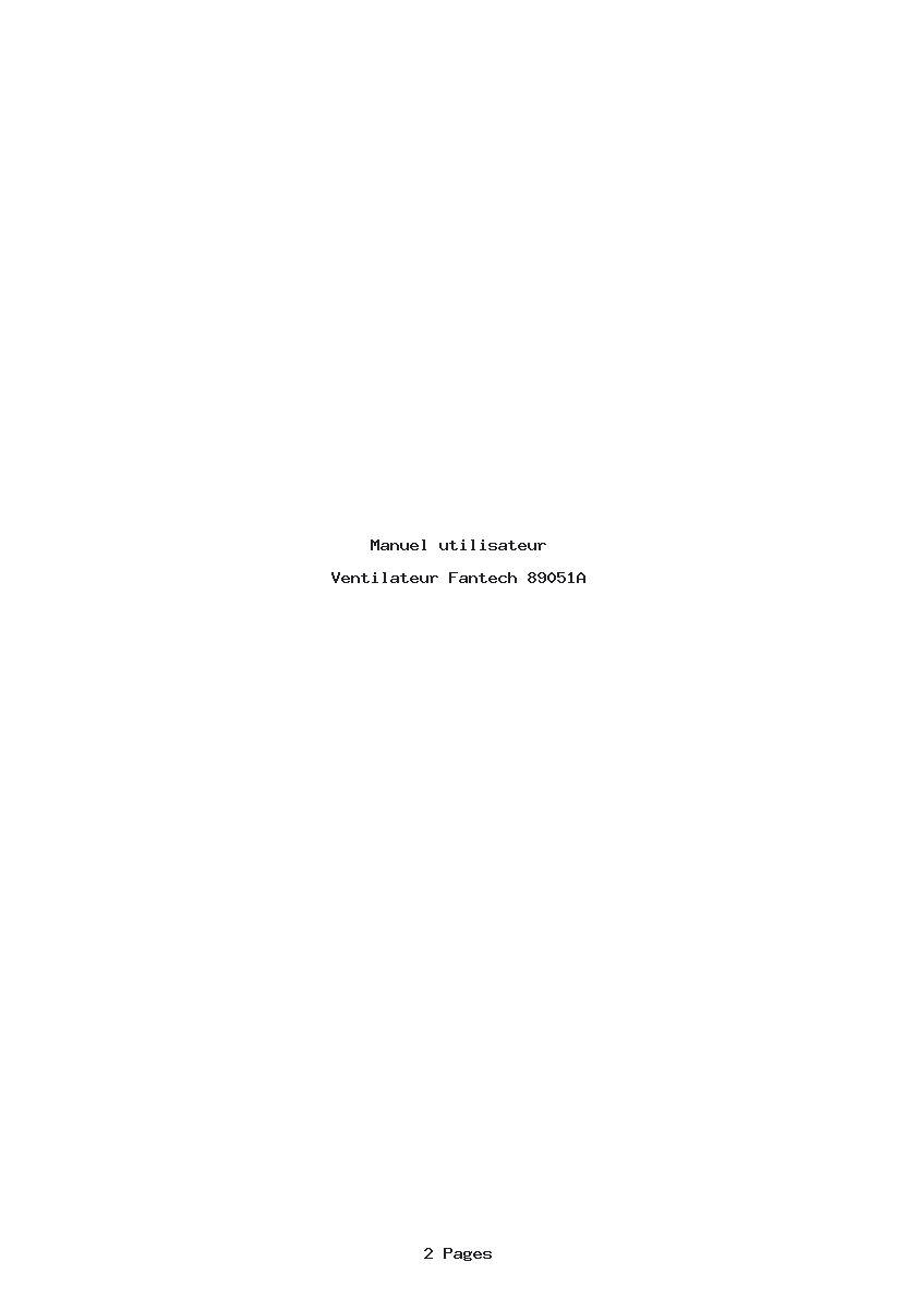Page 1 de la notice Manuel utilisateur Fantech 89051A