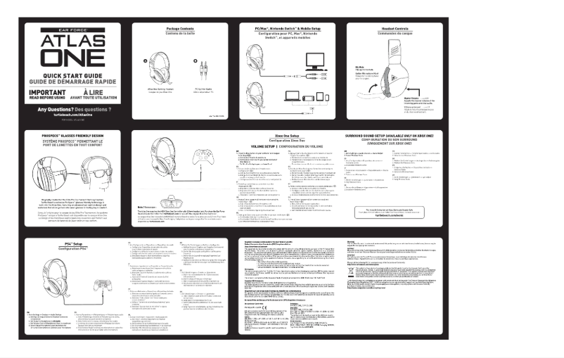 Page 1 de la notice Manuel utilisateur Turtle Beach Atlas One