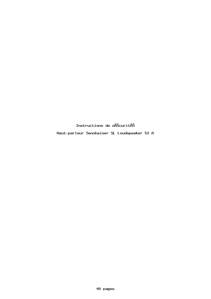 Page 1 de la notice Instructions de sécurité Sennheiser SL Loudspeaker 52 A