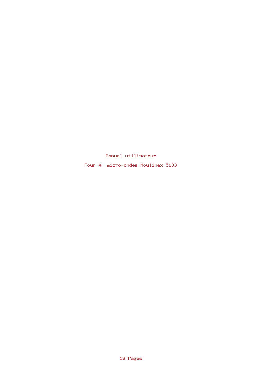 Page 1 de la notice Manuel utilisateur Moulinex 5133