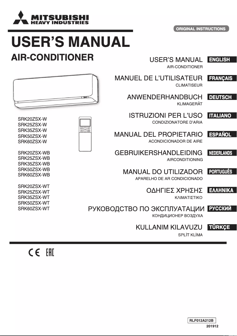 Página 1 del manual Manual de usuario Mitsubishi SRK50ZSX-W