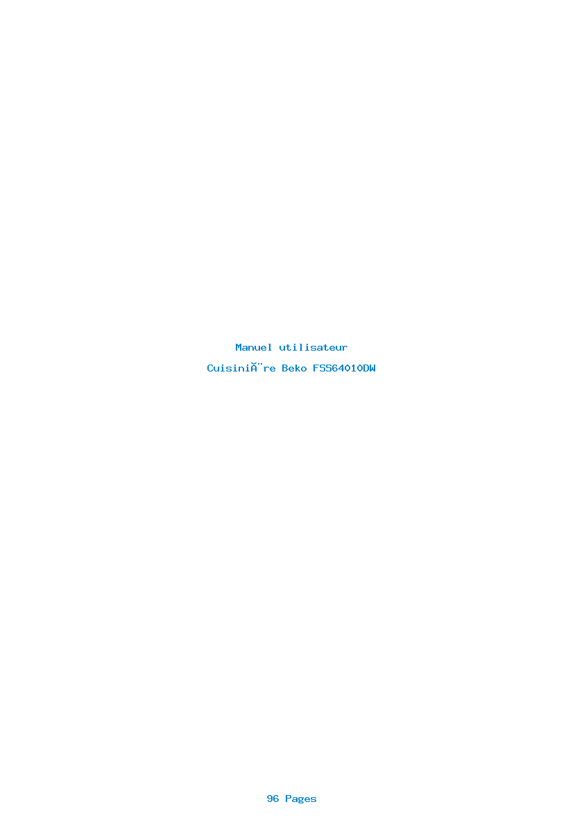Page 1 de la notice Manuel utilisateur Beko FSS64010DW