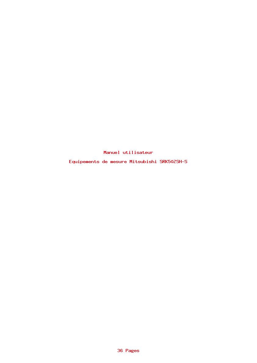Page 1 de la notice Manuel utilisateur Mitsubishi SRK50ZSH-S