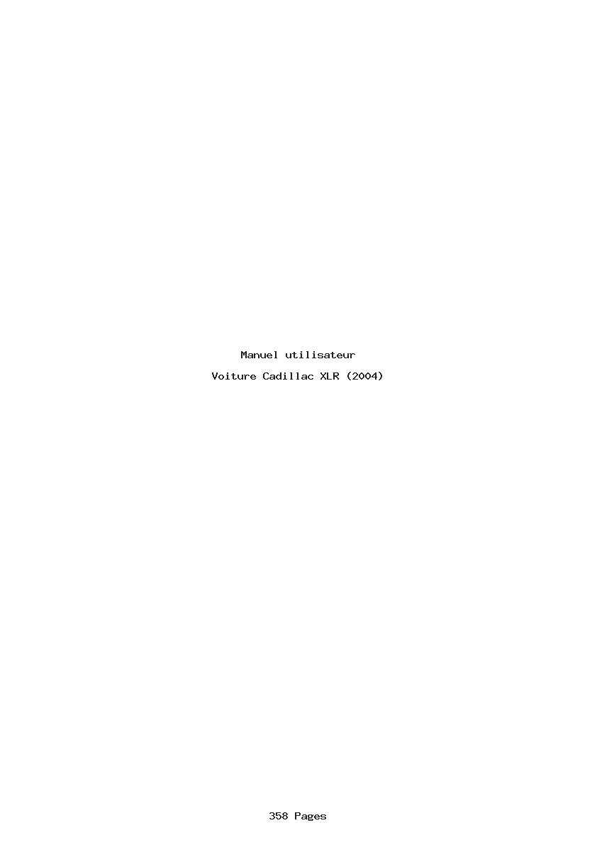 Page 1 de la notice Manuel utilisateur Cadillac XLR (2004)