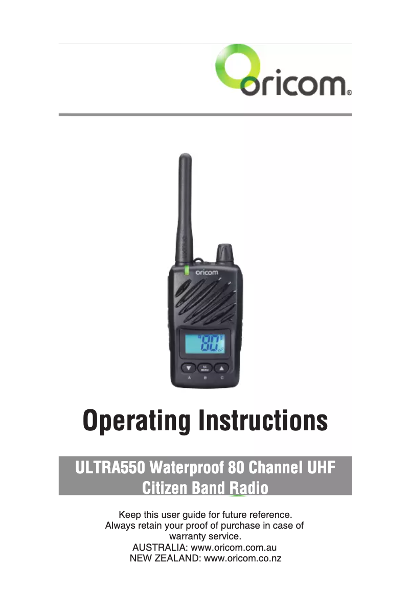 Page 1 de la notice Manuel utilisateur Oricom ULTRA550