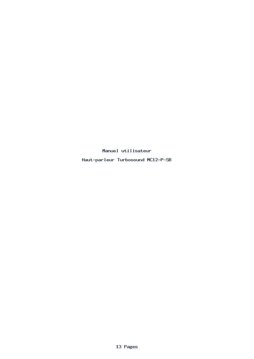 Page 1 de la notice Manuel utilisateur Turbosound MC12-P-SB